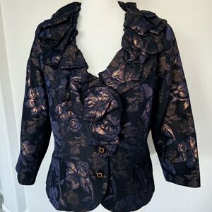 Teri Jon Black and Purple Floral Blazer
